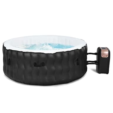 COSTWAY Vasca idromassaggio Gonfiabile, Vasca Spa Gonfiabile per 4 persone per Interno ed Esterno con 108 Getti a Bolla, Copertura, Copertura per Terreno, Filtro con Cartuccia, Pompa (Nero)