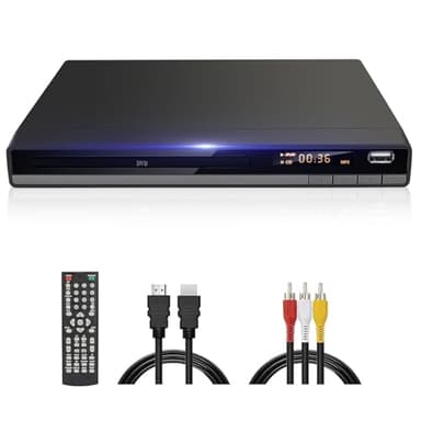 Lettore DVD HD con Porta HDMI, JOVELL Lettore DVD Gratuito per Regione per Smart TV | Lettore CD DVD MP3 con Ingresso USB | Cavo HDMI e RCA Incluso | Perfetto per i Film per Famiglie (DVD-168)