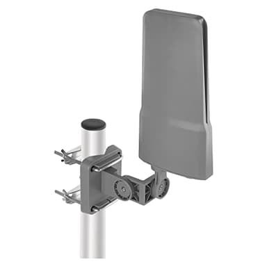EMOS Antenna esterna con amplificatore per ricezione remota, VHF/UHF/DAB Outdoor TV Antenna per TV DVB-T/DVB-T2, portata 0-80 km, filtro di blocco LTE integrato, filtro 4G, 5G