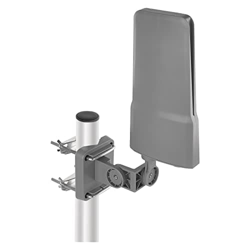 EMOS Antenna esterna con amplificatore per ricezione remota, VHF/UHF/DAB Outdoor TV Antenna per TV DVB-T/DVB-T2, portata 0-80 km, filtro di blocco LTE integrato, filtro 4G, 5G