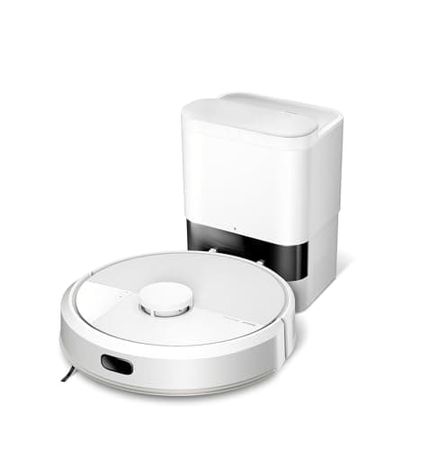 iRobot Roomba 105 Combo + Stazione Autosvuotamento, Robot Aspirapolvere Lavapavimenti, Navigazione ClearView LiDAR, Rileva Tappeti/Moquette, Pulizia Mirata, Controllo tramite App, Bianco