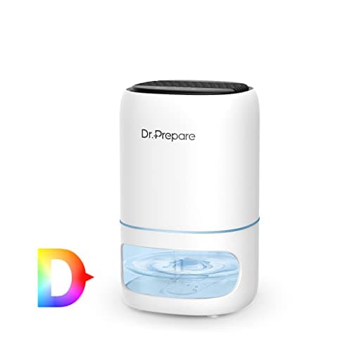 Dr.Prepare Deumidificatore Casa 1L con Ioni Negativi Silenzioso Deumidificatore Portatile con Luce LED e Timer Spegnimento Automatico per Camera da Letto Bagno Armadio