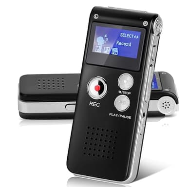 Helterfolg 16GB Registratore Vocale Digitale, Registratore Audio Piccolo Portatile, Mini Registratore Vocale Ricaricabile Tramite USB, con Audio digitale Multifunzionale e Riproduzione MP3 (Nero)