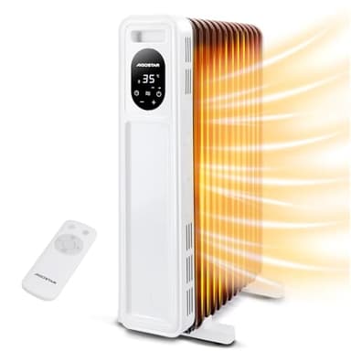 Aigostar Radiatore ad Olio 2500W, 13 Elementi Riscaldatore Elettrico Portatile, 3 Livelli di Calore, Modalità ECO, Timer 24H, Touch screen digitale, Telecomando, Hyperheat, Protezione Multipla, 55mq