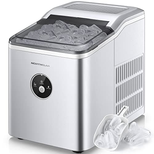 Macchina Ghiaccio 14KG in 24h, Pronto in 6-8 Minuti, Macchina del Ghiaccio Casa 2L, Macchina per il Ghiaccio Professionale Silenzioso Compatto Senza Impianto Idraulico, NORTHCLAN (Argento)