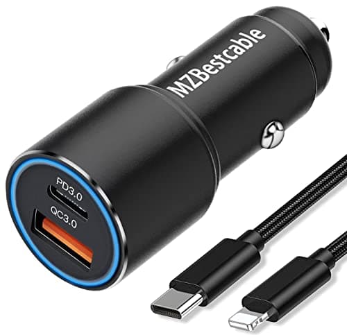 36W Caricabatterie Caricatore Auto per Iphone 11 12/13 14 Pro/13 14 Pro Max/12 Mini/SE 2020 XR XS X 8 7/8 Plus,XS Max,PD 3.0/Quick Charge 3.0,Ricarica Rapida/Carica Veloce+1M Cavo USB C per Iphone