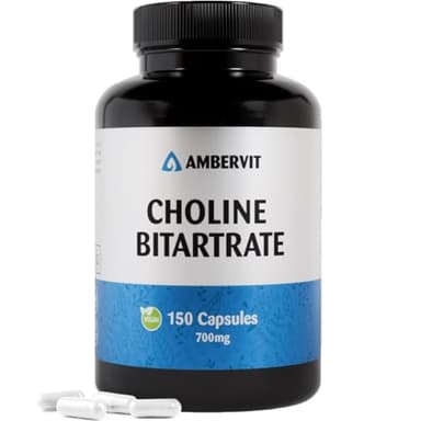Colina Integratore 700mg - 150 Capsule - Colina Bitartrato - Alto Dosaggio (5 Mesi!) | Non-OGM, Senza Glutine e Allergeni | Ambervit