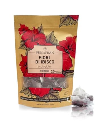FRISAFRAN | Fiori di Ibisco Bio 30Un | 60g | naturale | tisane a freddo | essiccato | Fiore della Giamaica | Tè all'ibisco aromatico | Acqua giamaicana | Detox | infusi | Karkade Infuso | Drenante