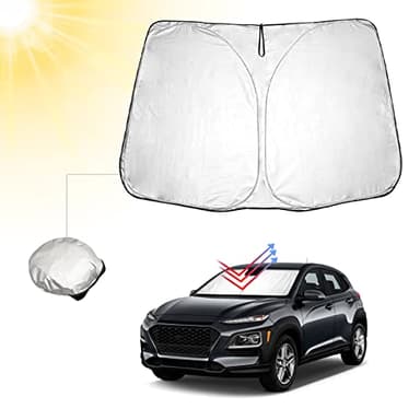 BIBIBO Kona Copertura Parabrezza Auto Compatibile con H*yundai Kona Hybrid/N Line/EV Electric 2017-2023, Auto Parasole Parabrezza Pieghevole Copertura Parabrezza Anti UV