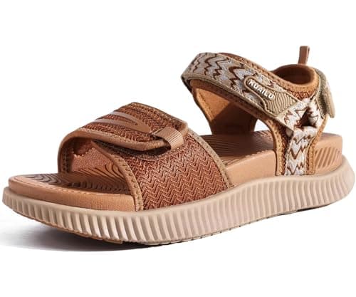 KuaiLu Sandali Trekking Donna Comode Camminata Ortopediche Fascite Plantare Arch Support Sportivi Sandalo Estive Leggero Aperte Regolabile Khaki 38