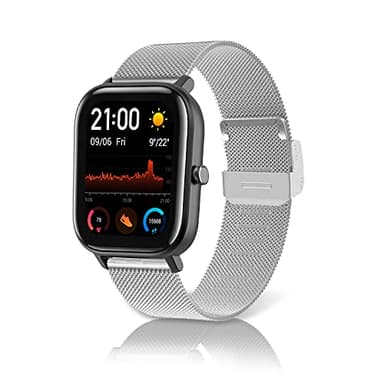 Rosok 20mm Cinturino Compatibile con Amazfit GTR Mini/GTS 4/GTS 4 Mini, Cinturino in Acciaio Inossidabile in Metallo Cinturino per Amazfit Bip 3/Bip 3 Pro/GTS 3/GTS 2e/GTS 2 Mini/GTS 2/GTS - Argento