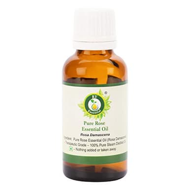 R V Essential Olio essenziale di rose puro- 5ml (0.169oz) Rosa Damascena (100% Puro e Naturale Steam Distilled) Pure Rose Essential Oil