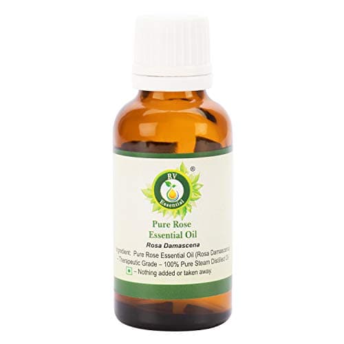 Olio essenziale rosa | Rosa damascena | Olio rosa | Per capelli | Per viso | Per pelle | 100% puro | Distillato a vapore | Grade terapeutico | Rose Essential Oil | 5ml | 0.169oz By R V Essential