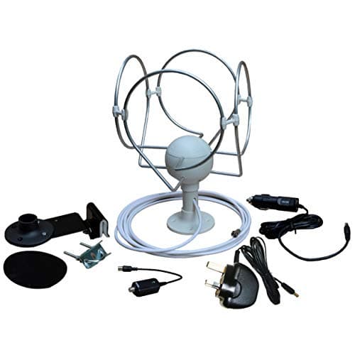 Unispectra Korona TS - Antenna digitale omnidirezionale TV/FM amplificata per camper e roulotte, per DVB-T/T2 (Freeview HD) 12 V/24 V/240 V e opzioni di montaggio extra