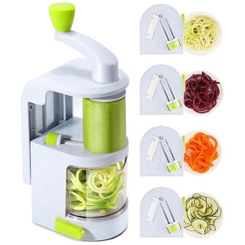 LustLocke Affettatrice a spirale 4 in 1, zucchine spaghetti con contenitore di raccolta, senza BPA, per carota, cetriolo, patate