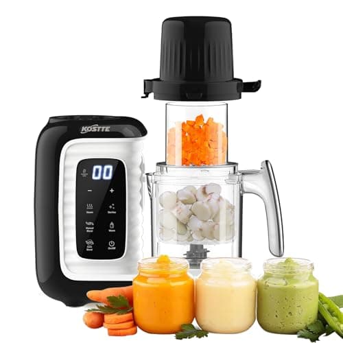 KOSTTE Cuocipappa, Omogeneizzatore per Neonati/Anziani, Vapore, Mixer, Riscalda, Scongela - Robot Cucina Multifunzione, Cuoci Pappa, Baby Food Maker, Nero (2800)