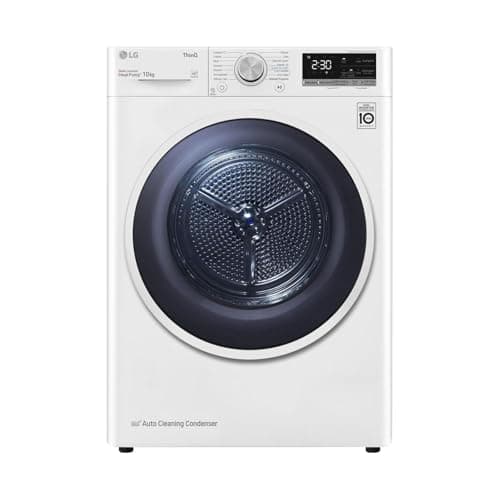 LG RH10V9AV4W Asciugatrice Smart a Carica Frontale 10kg, Serie V9, Classe A+++, Condensazione con Pompa di calore DUAL Inverter, Eco Hybrid, Condensatore autopulente, Allergy Care, Wi-Fi, Bianca