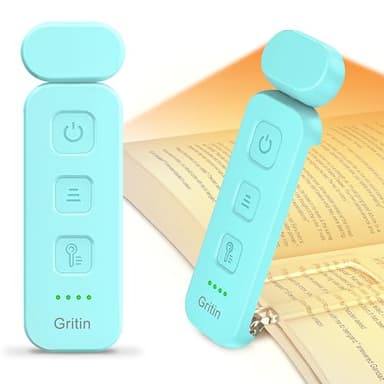 Gritin Luce per Lettura Libri a Letto, 7 LED Luce Lampada da Lettura per Libro Ricaricabile Clip, 3 Temperatura Colorei, 5 Luminosità & Regolabili in Continuo per Gli Amanti dei Libri