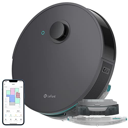 LEFANT N3 Robot Aspirapolvere Lavapavimenti con Mappatura,Sensore Laser Lidar & d-ToF,6000pa,200min Autonomia,Barriere Virtuali,Pulizia Dell'area Selezionata,Collegato da WiFi/App（Grigio）