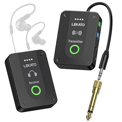 LEKATO MS-02 In-Ear Monitor, sistema di monitoraggio in-ear wireless stereo/mono 2.4G, sistema IEM wireless personale professionale per prove di band, esibizioni dal vivo e amplificatore per chitarra