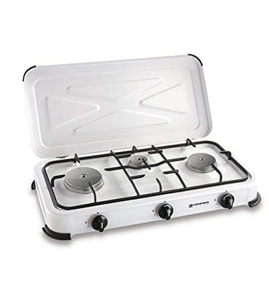 Kemper 104982 Fornello Smaltato con 3 Fuochi e Coperchio a GPL
