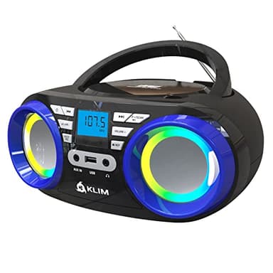 KLIM Boombox B3 Radio con Lettore CD e USB + Radio FM, CD, MP3, AUX + Batteria Ricaricabile + Cassa Bluetooth 4.2 + Modalità con cavo e wireless + Lente migliorata + EQ Digitale [NUOVO]