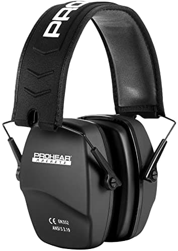 PROHEAR 016 Cuffie Poligono per Tiro Al Piattello, 28dB SNR, Riduzione del Rumore, Caccia Cuffie Antirumore, Protezione dell'Udito Regolabile per AdultI,Nero