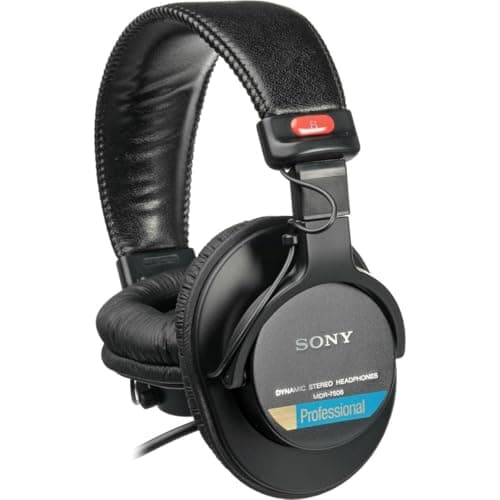 Sony MDR-7506 Cuffie monitor da studio chiuse, con filo, da 10 Hz a 20 kHz, adatte per la registrazione e il mixaggio in studio, 63 Ohm, design leggero e pieghevole (227 g), custodia inclusa, nero