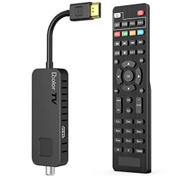 Dcolor Ricevitore satellitare DVB-S/S2 – HDMI Full HD 1080P ricevitore satellitare TV Stick [nascosto dietro TV] – lettore multimediale USB2.0 e registratore PVR [controlli TV 2 in 1]