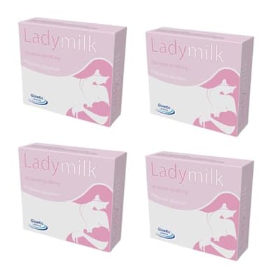 4 LADYMILK Integratore ALLATTAMENTO | Migliora Quantita' e Qualita' Latte | 120 cps | a base di GALEGA, CARDIO MARIANO e FINOCCHIO | Supporto efficace per Montata Lattea - 4 Scatole