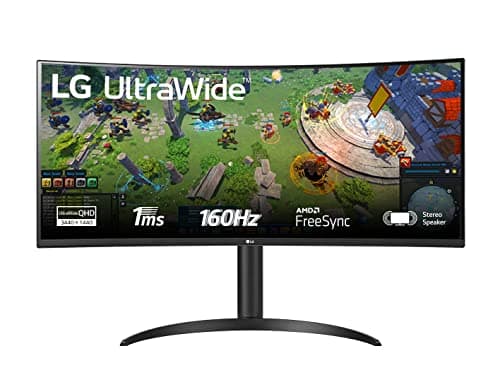 LG 34WP75CP Monitor 34" QHD UltraWide Curvo LED VA HDR 10, 3440x1440, 1 ms, AMD FreeSync Premium 160Hz, Audio Stereo 14W, HDMI 2.0 (HDCP 2.2), Display Port 1.4, USB-C, Flicker Safe, Nero