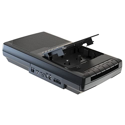 Reproductor Cassette Portatile Lettore Cassette Audio Registratore di Nastri Digitalizza su USB con Maniglia, Cuffie, Microfono, Altoparlante