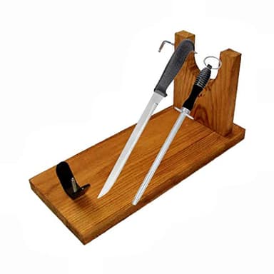 Porta Prosciutto con coltello + Affilacoltelli - Economico - Facile da montare - Forte - Per Prosciutto Italiano e Spagnolo.
