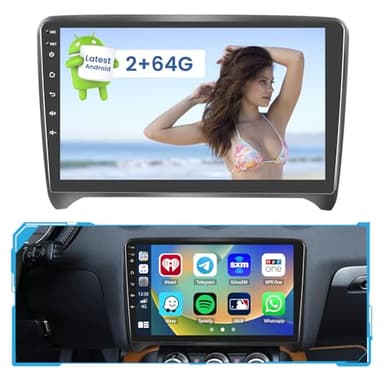[2+64G] per Audi TT MK2 (8J) 2006-2014, Hikity Autoradio Android con Wireless Carplay Android Auto, 9 Pollici Touchscreen Stereo Auto con GPS WiFi Bluetooth FM RDS SWC Retromarcia