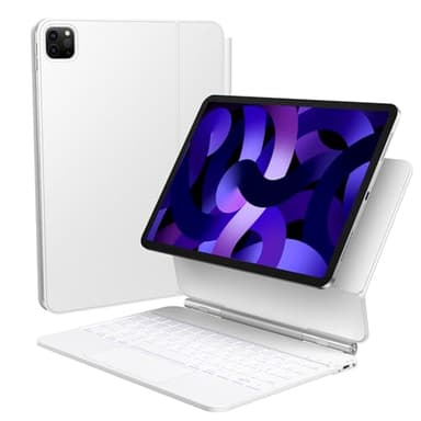 TECURS Custodia per iPad Air 5/4 (2022/2020) con tastiera, Magic Keyboard per iPad Pro 11(4°/3°/2°/1° Gen) con trackpad, design magnetico a scorrimento libera, QWERTZ, bianco