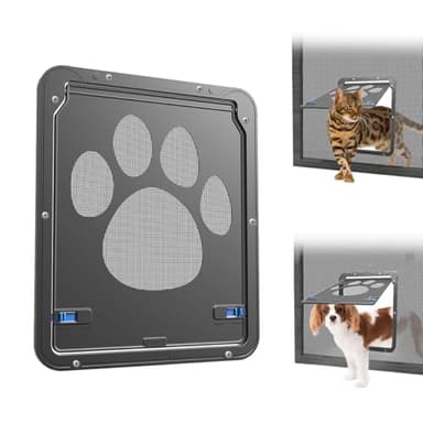 Enjoying Porta Zanzariera Per Gatti 20 × 26 cm Dimensione Porta Interna, Facile da Installare Lackable Porta per Gatti con Chiusura Magnetica Zanzariera per Animali, Nero