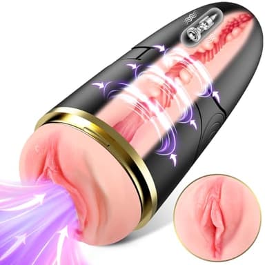 Masturvatore Per Uomo Elettrici Sex Toys, Forte Vibrazione 9 Modalità Funzione Masturbtore, Pressione Un Pulsante Sovralimentare Suzione Vibratore Per Adatto Sexytoysys Uomo Coppia all'Esercizi ZC