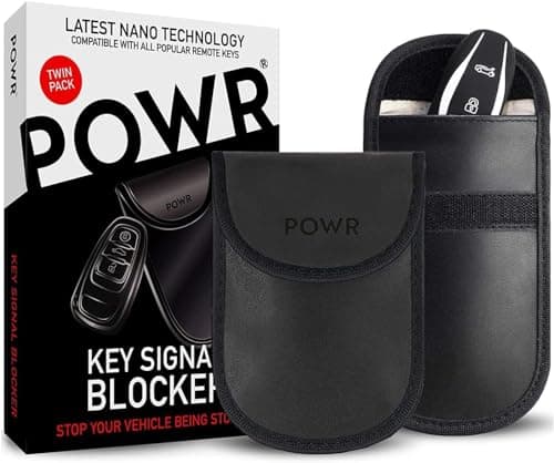 POWR 2 Sacchetti Schermati per Chiavi Auto con blocco RFID | Accessori Auto | Custodia Protettiva Chiavi Borsa Faraday | Portachiavi Schermato