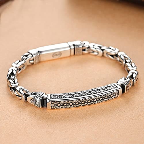 CXWK Gioielli in Argento Bracciale da Uomo personalità Modello di Pace Retro Hipster Modello Chiave Fibbia Accessorio Regalo