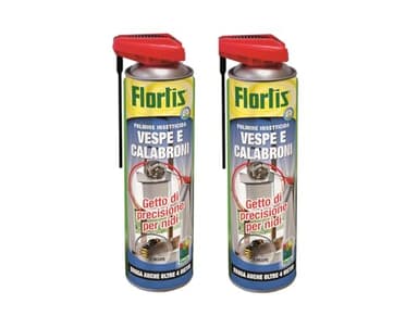 Flortis Nidi di vespe e calabroni. Set di 2 unità di insetticida aerosol. Insetticida per vespe e calabroni e nidi. Spray effetto immediato, raggio oltre 4 metri. Insetticida vespe e calabroni 400ml