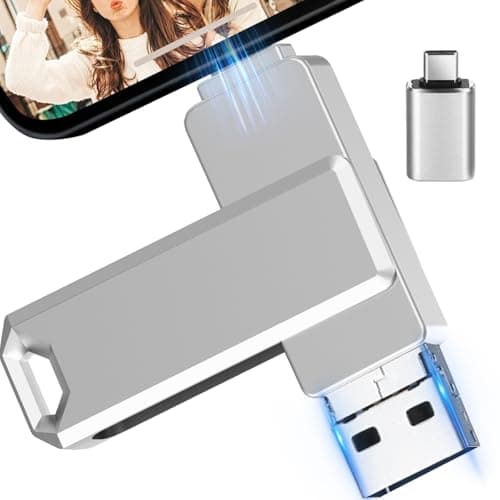 3-in-1 Chiavetta USB 512gb con Adattatore USB C,Memoria Esterna Pen Drive Chiavette Usb per Scaricare Foto, Pendrive per IOS/Android/Smartphone/OTG/Laptop/Pad/PC, Backup con un clic, (Argento)