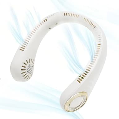 Portatile Ventilatore Da Collo Ricaricabile 5200 mAh Mini Ventilatore USB Senza Lama Flusso D'aria A 360° 3 Velocità Silenziosi Ventilatore Collo Portatile per Campeggio, Ufficio, Viaggi, Casa e Sport