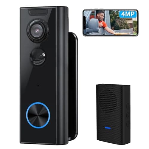 XTU 4MP HD Videocitofono Wifi, Campanello senza fili da Esterno, Citofono con Suoneria, Supporto Multiangolo, Visione Notturna, Rilevamento Movimento PIR, Audio Bidirezionale, Supporto Alexa