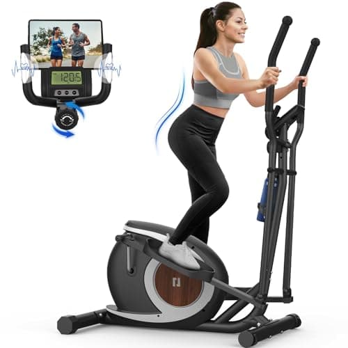 Ellittiche Da Casa, Macchina Ellittica Magnetica Con 16 Livelli Di Resistenza, Monitor LCD, Pedale Antiscivolo, Portabottiglie, Fino a 265 LBS Fitness Esercizio Ellittico Stepper (Nero)