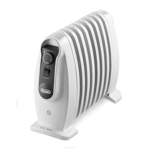 De'Longhi Serie Nano TRNS0808M Radiatore ad Olio Elettrico, 8 Elementi, Calore a Lungo, Manopole Intuitive, per Ambienti fino a 25m³, Silenzioso, 800watt, Maniglia e Piedini, Bianco