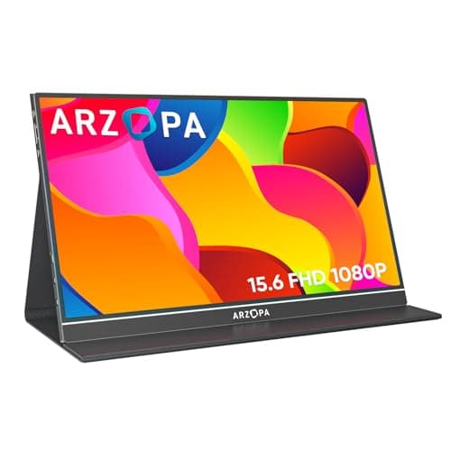 ARZOPA Monitor Portatile, Schermo Portatile 15,6 Pollici, 1920x1080 FHD, Supporto HDMI/Tipo-C/USB-C, Schermo da Gioco Eye-Care, Doppi Altoparlanti Incorporati per Laptop/PC/Mac/PS3/4/5/Xbox