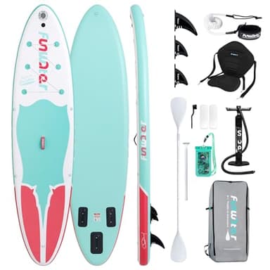 FunWater Tavola da surf gonfiabile,SUP Complete Inflatable Paddleboard Accessories Adjustable Paddling,Pump,Travel Backpack,Lead,Waterproof Bag