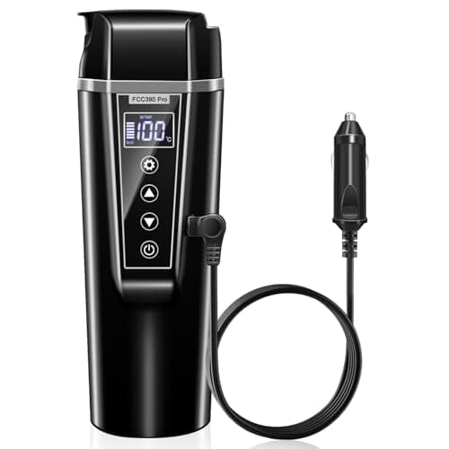GRACEALL Bollitore Elettrico per Auto 12v e 24v, Piccolo Bollitore Elettrico da Viaggio 450ml per Camion,Auto, Taxi, per Preparare il Tè e il Latte Neonato, con Temperatura Regolabile, Tenere in Caldo
