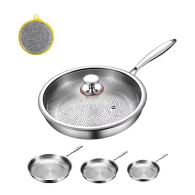 Titanium Hammered Pan Pro Con Coperchio, Padella Antiaderente Nutri Pan In Titanio, Antigraffio, 2025 Ultra Durable Pure, Antiaderente Resistente, Riscaldamento Uniforme, Per Cucinare (L)