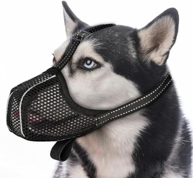 Museruola per Cani di Grandi Dimensioni, Copertura per Museruola Cane che Impedisce di Mangiare/Masticare/Mordere, Copertura per Museruola Cane Media Taglia Regolabile Traspirante e Riflettente(L)